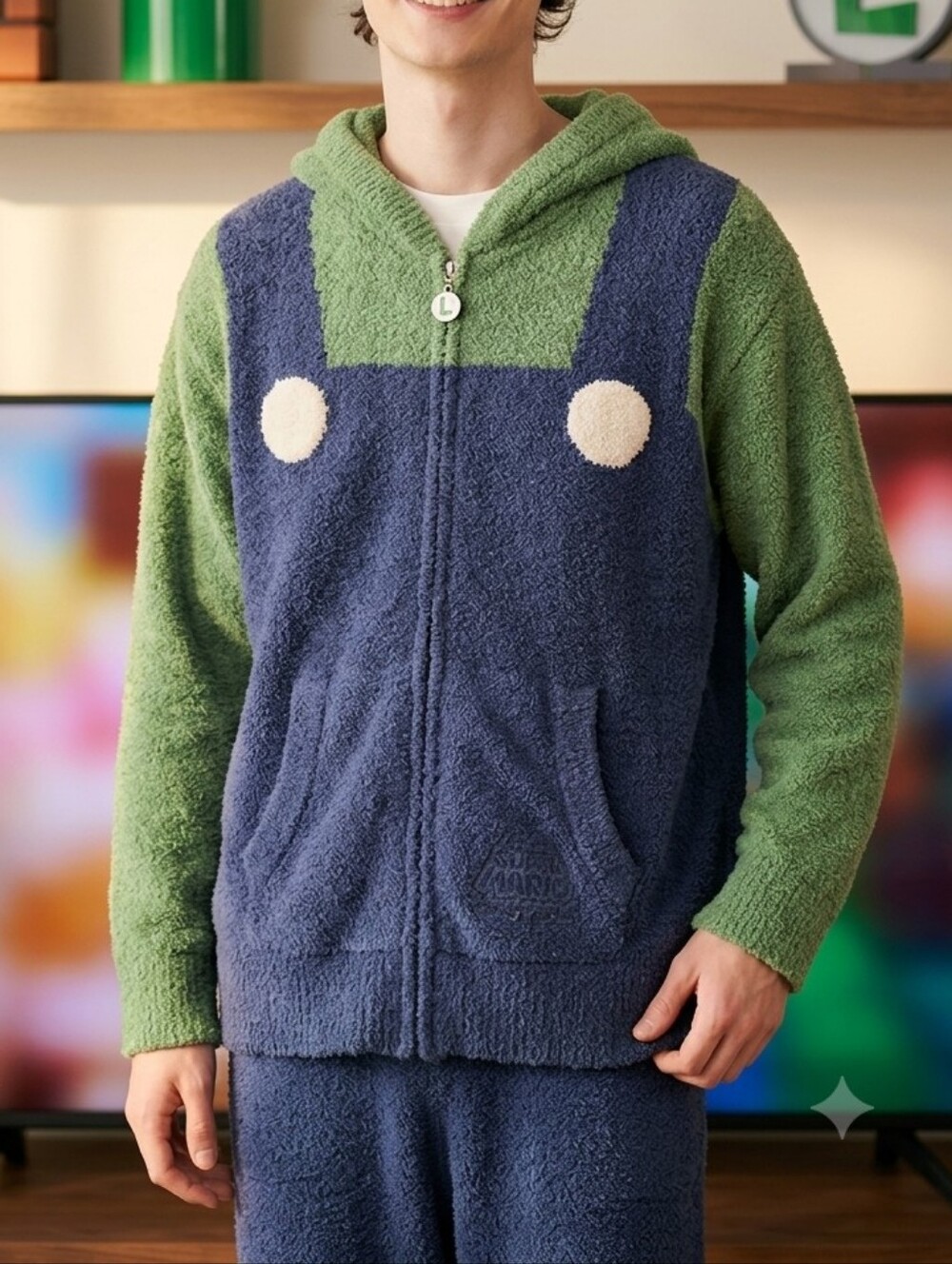 Super Mario x Gelato Pique Luigi BABY MOCO Zip Hoodie Large Rare Japan